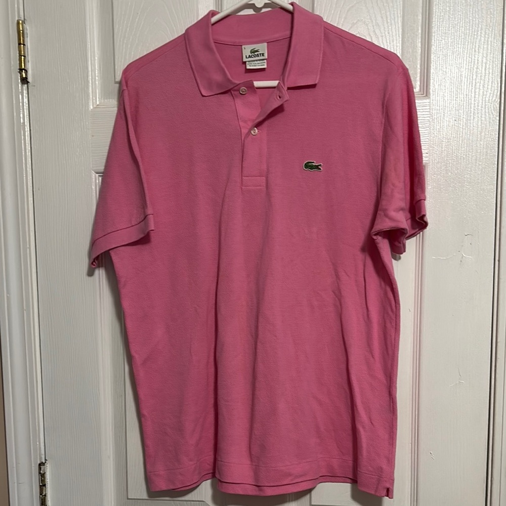 Lacoste Men's Polo Shirt in Vibrant Pink Sz 5 Excellent Condition